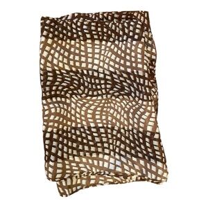 Kenneth Cole New York City 100% Silk Scarf Brown Print